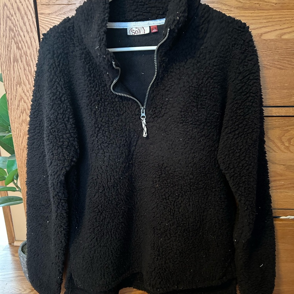 SO Black and White Sherpa Pullover